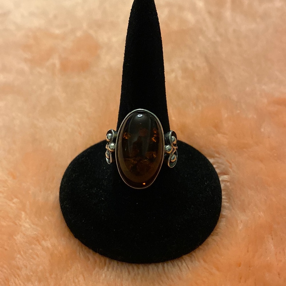 Sterling Silver and Amber Ring